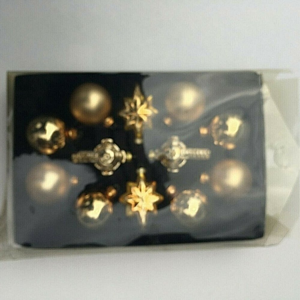 Holiday Home Glass Christmas Ornament Set Of 12 Gold Star Cross NIB opened      - Picture 5 of 9